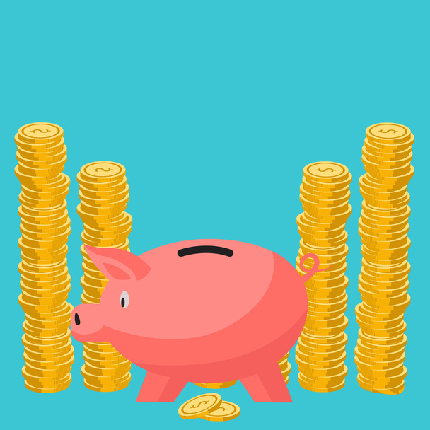 Piggy bank oszczędności wektor koncepcja - Wektor, obraz