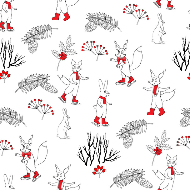 Seamless pattern with Christmas forest - Vektori, kuva