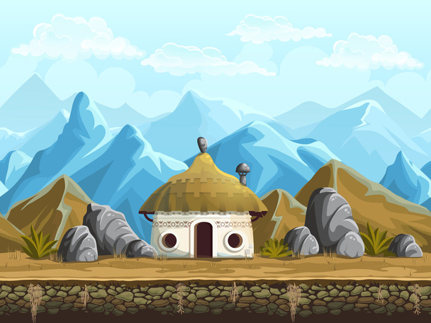 Бесшовный фон хижины в горах
 - Вектор,изображение