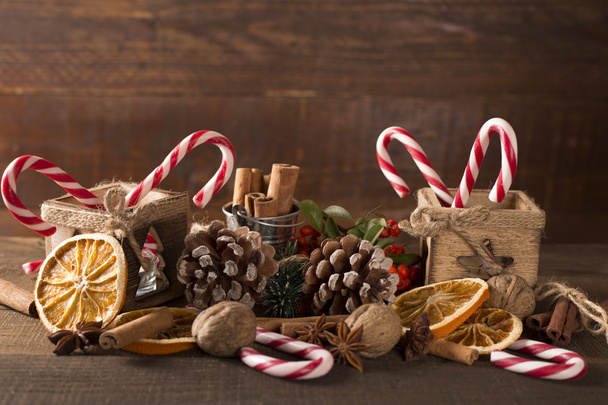 christmas background with christmas candies and spices - Fotografie, Obrázek