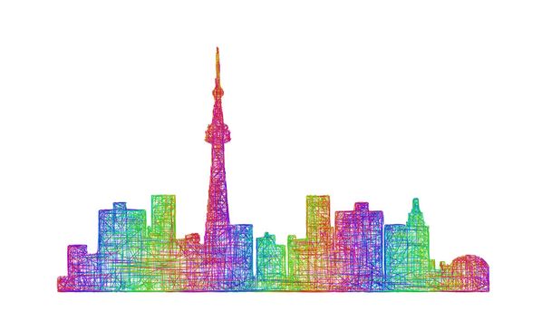 Toronto skyline silhouette - multicolor line art - Vector, Image
