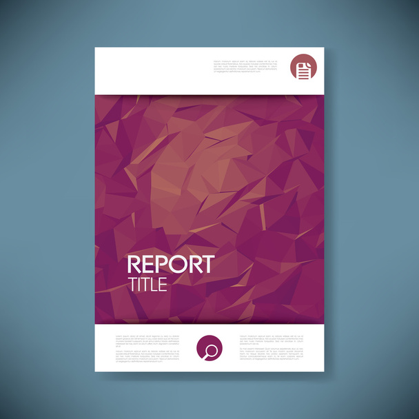 Report cover template with 3d low poly vector background. Business brochure or presentation title page. - ベクター画像