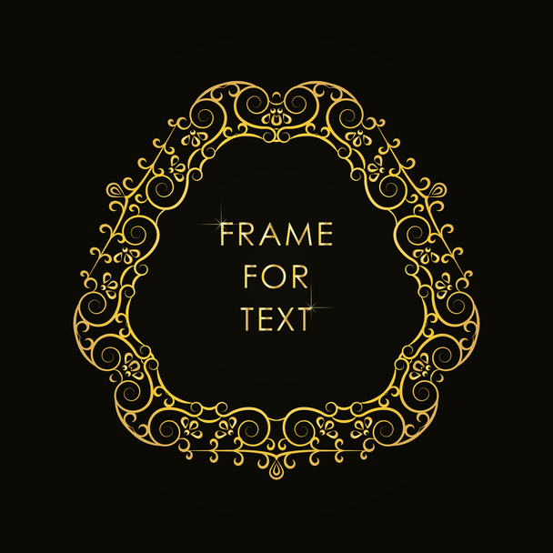 Frame in outline style golden color on black backgrou - Wektor, obraz