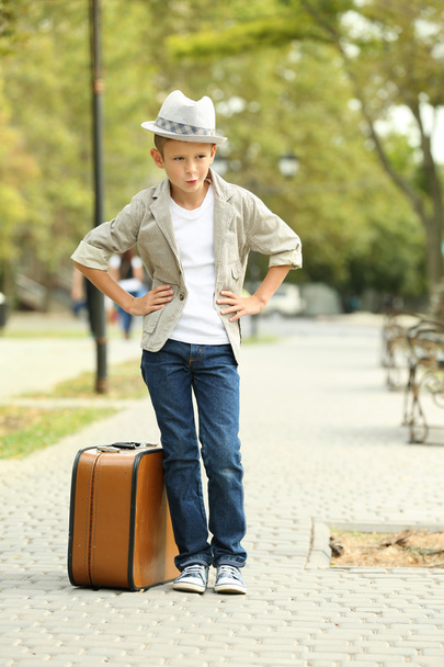Little boy with suitcase - Zdjęcie, obraz