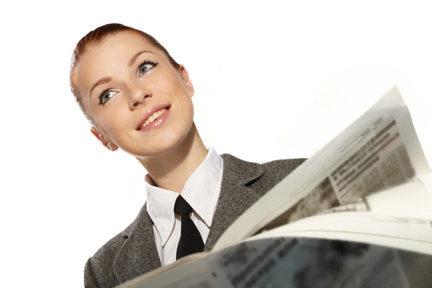 Businesswoman with newspaper - Фото, зображення
