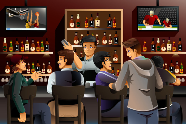 People Hanging out in a Bar - Vector, Image