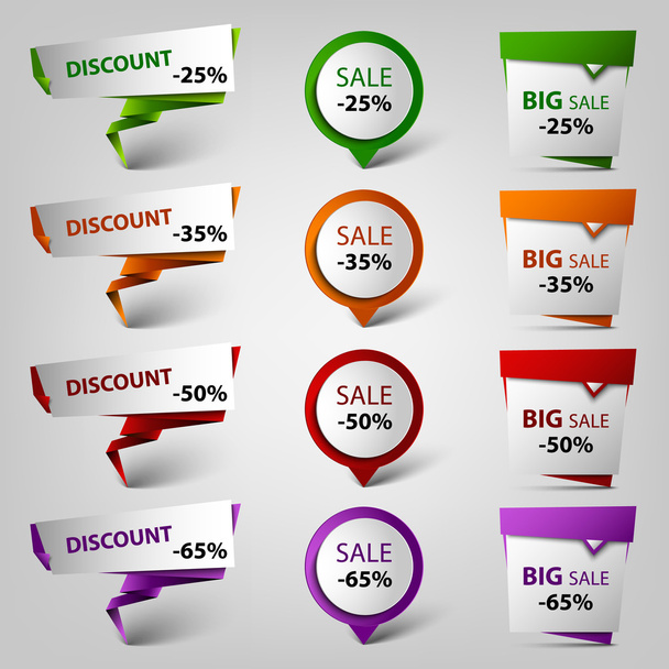 Шаблон кольорових покажчиків продажу зі знижкою
 - Вектор, зображення