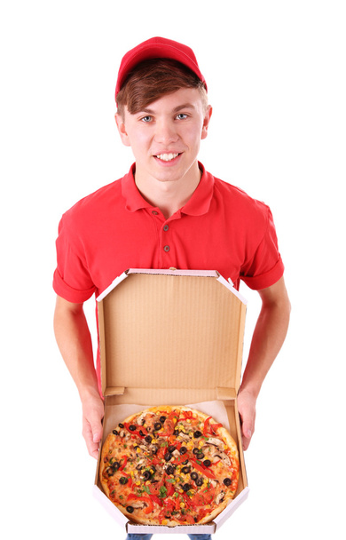 Delivery boy with pizza - Foto, immagini