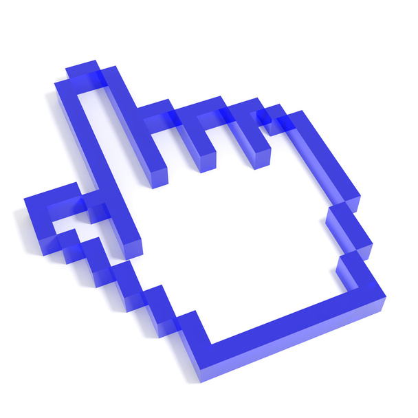 3D hand cursor from blue glass. - Photo, Image