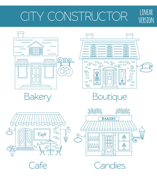 Great city map creator. Outline version. House constructor. Hous - Vektor, kép