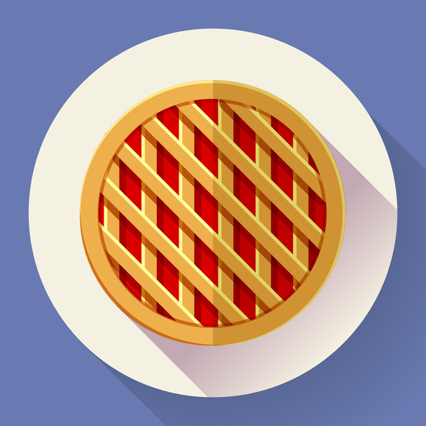Sladký jablečný koláč ikona. Navržený plochý - Vektor, obrázek