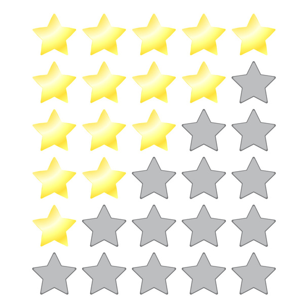 Векторна зірка рейтингу з золотими зірками і сірими порожніми поглибленнями для зірок
 - Вектор, зображення