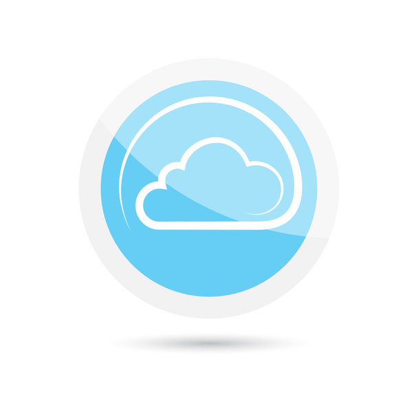 glossy vector round icon clouds on a blue background - Vettoriali, immagini