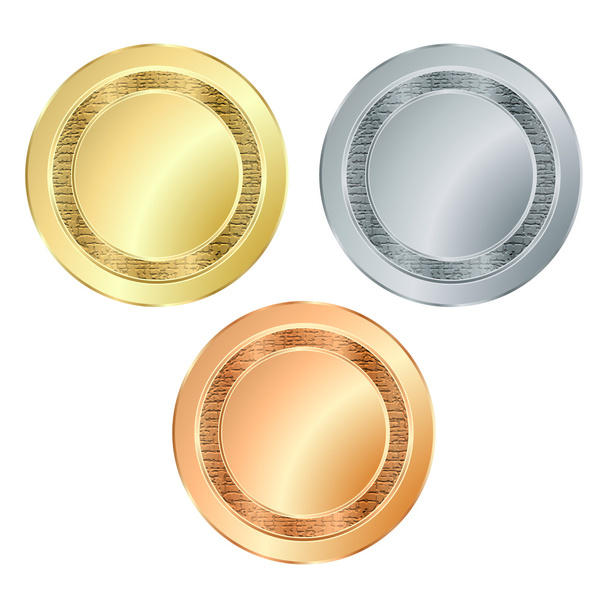 Der leere Vektor-Stempel mit der Textur von Gold, Silber, Bronze, die als Symbole verwendet werden können, Knöpfe, Münzen, Medaillen - Vektor, Bild