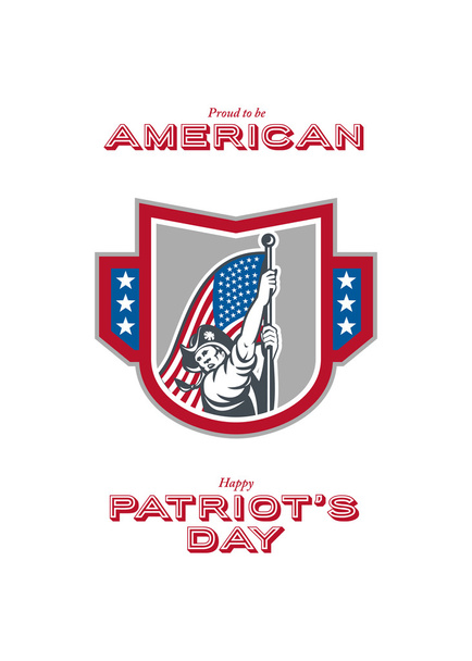 Carte de voeux Patriots Day Patriot américain brandissant le drapeau américain
 - Photo, image