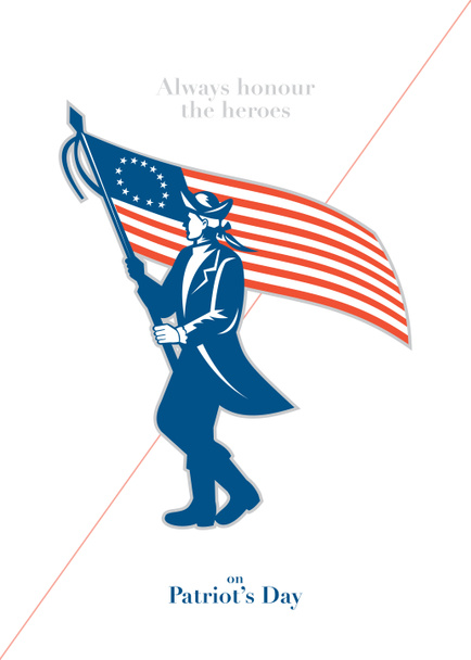 Поздравительная открытка на День патриота марширует американский флаг
 - Фото, изображение