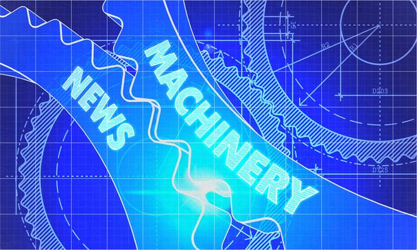 Machinery News on Blueprint of Cogs. - Φωτογραφία, εικόνα
