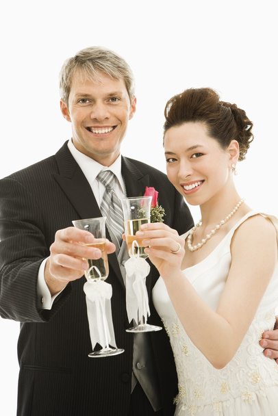 Bride and groom toasting. - Фото, зображення