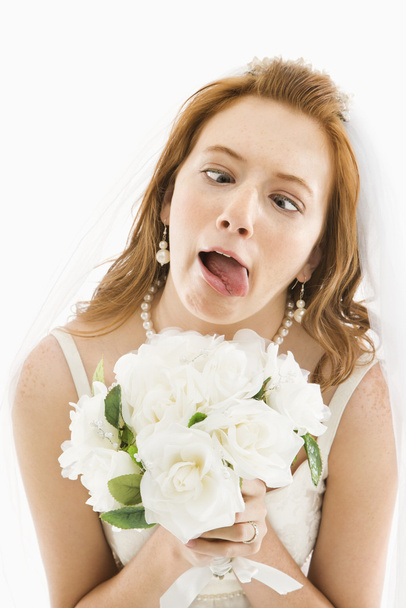 Bride making funny face. - Valokuva, kuva