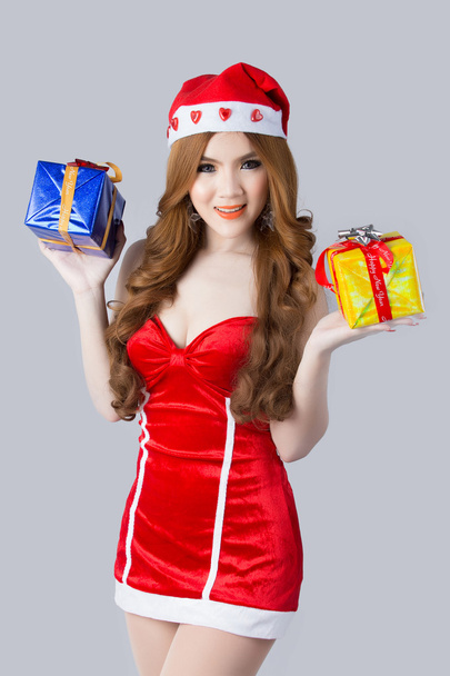 Beautiful asia woman model in Santa Claus clothes - Photo, Image