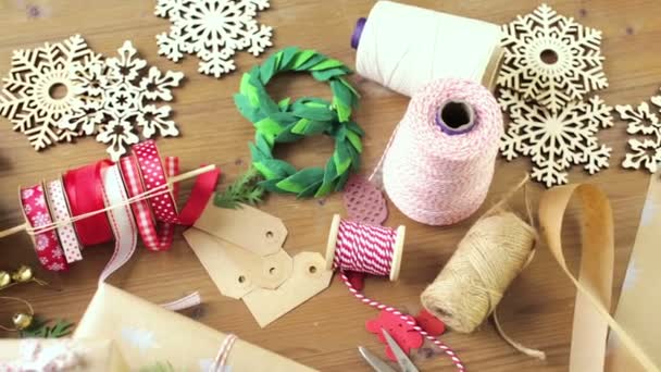 Wrapping Christmas gifts - Footage, Video