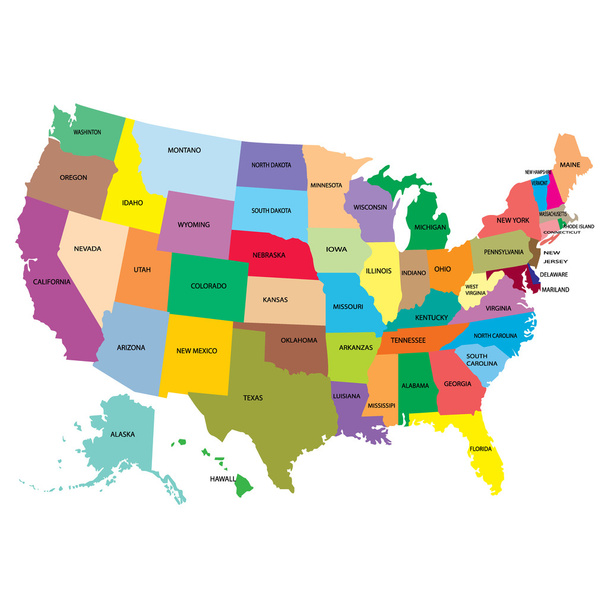 Χάρτης Αμερική με κράτη μέλη - Διάνυσμα, εικόνα