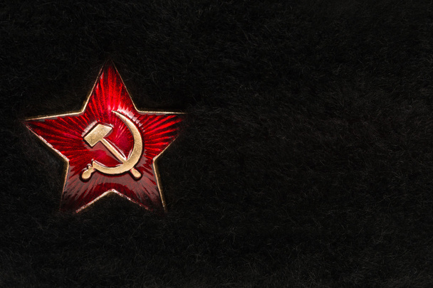 Kürk üzerinde çekiç ve Orak ile Rus Kızıl Yıldız - Fotoğraf, Görsel