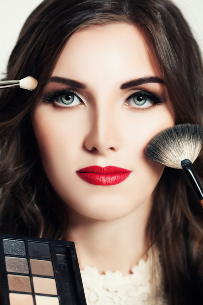Beautiful Woman with Makeup. Face Closeup. Makeup Concept - Valokuva, kuva