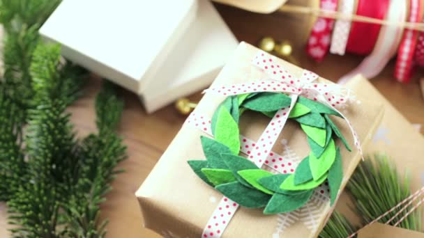 Wrapping Christmas gifts - Footage, Video