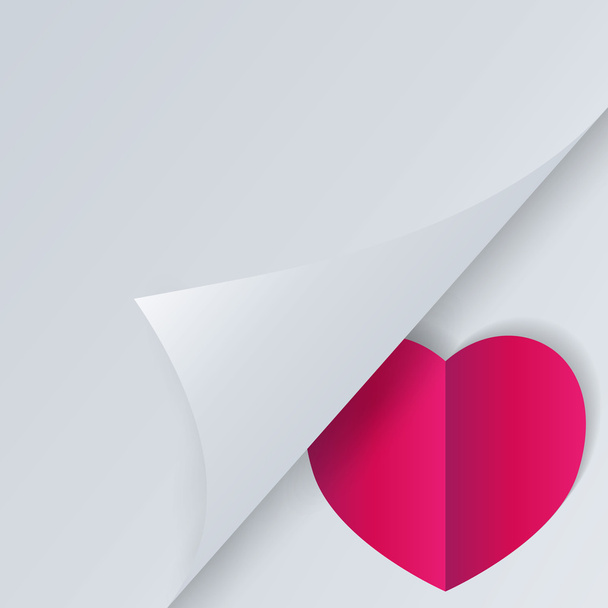 Background with half opened page and heart - Vector, afbeelding