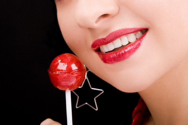 Fun woman with candy - Foto, Imagem