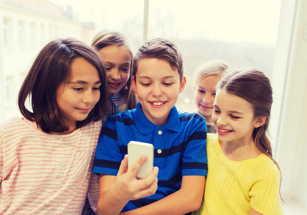 group of school kids taking selfie with smartphone - Photo, image