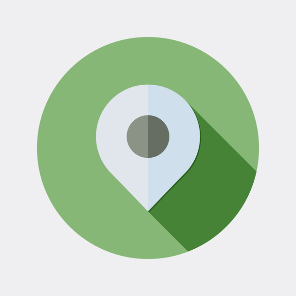 Flat design map pointer icon with long shadow - Vector, Image