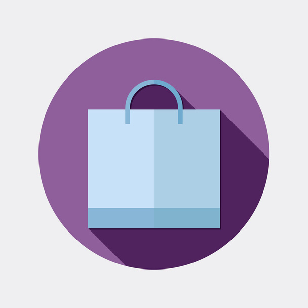 Flat design shopping bag icon with long shadow - Vector, Image