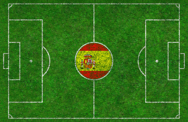 Γήπεδο ποδοσφαίρου με ισπανική σημαία - Φωτογραφία, εικόνα