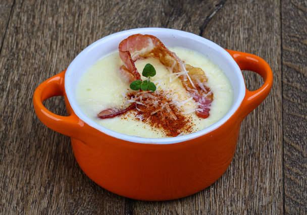 Sýrová polévka se slaninou - Fotografie, Obrázek