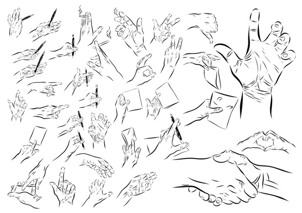 Grandi mani impostate su uno sfondo bianco. Illustrazione EPS vettoriale
 - Vettoriali, immagini