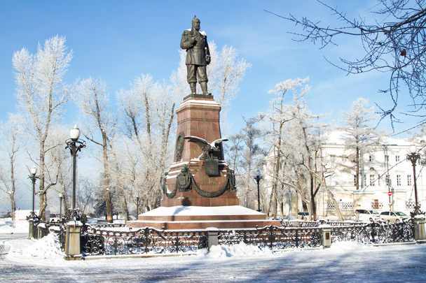 Μνημείο για το τσάρο της Ρωσίας Αλέξανδρο γ στο Ιρκούτσκ - Φωτογραφία, εικόνα