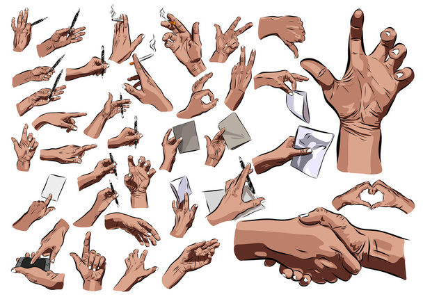 Grandes mains posées sur un fond blanc. Illustration vectorielle EPS
 - Vecteur, image
