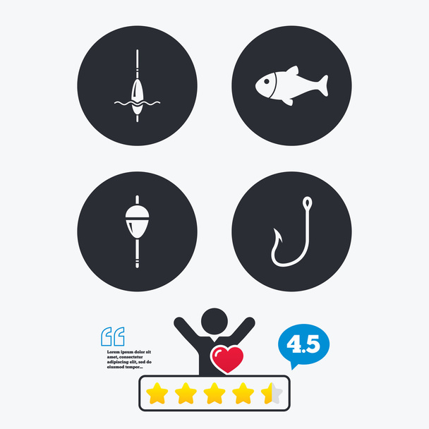 Fishing icons. Fish with fishermen - Vektori, kuva