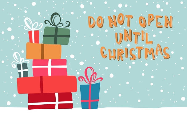 Christmas gifts on a snowy background - Vector, Image