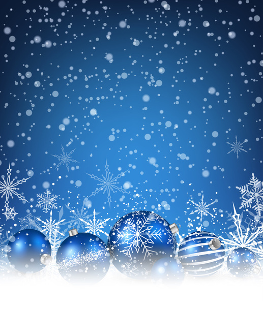 Christmas blue balls and snowflakes - Vektori, kuva