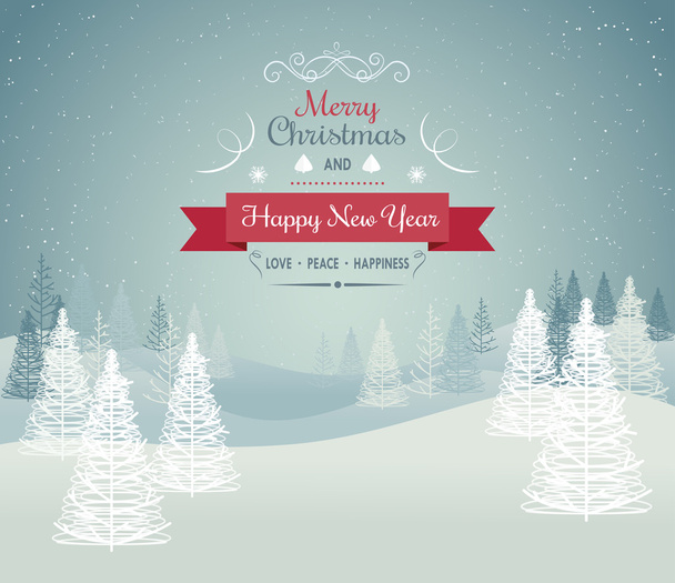 Frohe Weihnachten und ein gutes neues Jahr - Liebe, Frieden, Glück - Vektor, Bild