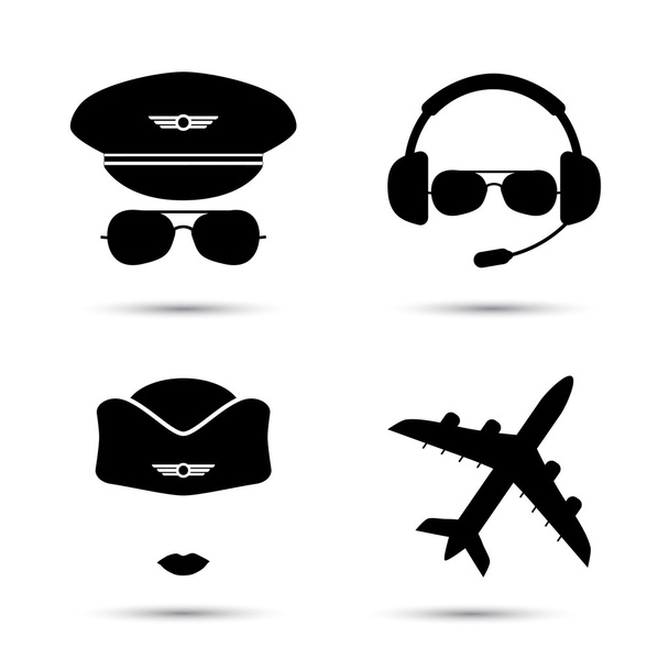 Stewardess, pilot, airplane vector icons - Vector, Image