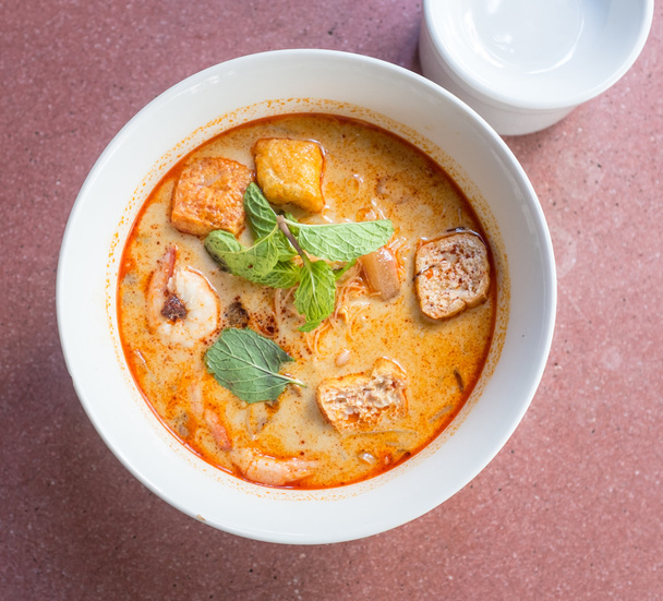 Bowl of Spicy and Hot Curry Noodles - Photo, Image