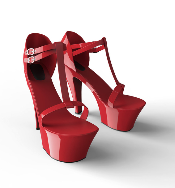sexy red womens plateau shoe isolated on white - Photo, image