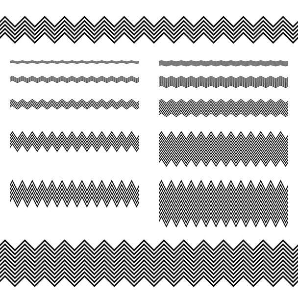 Grafisch ontwerpelementen - zigzag lijn scheidingslijn instellen - Vector, afbeelding