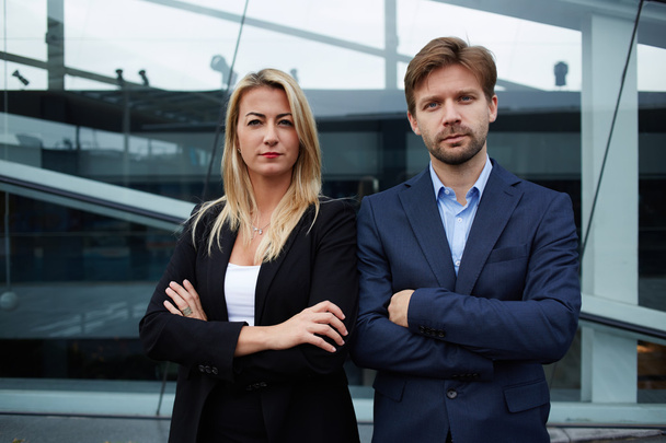 Business partners posing near office building - Fotoğraf, Görsel
