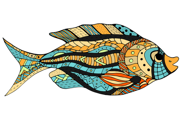 Zentangle stylized Fish - Vektör, Görsel