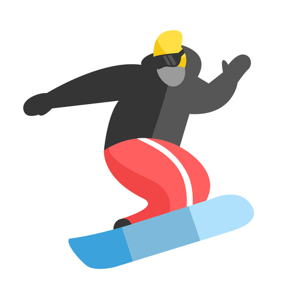 冬の屋外背景にポーズをジャンプのスノーボーダー - ベクター画像